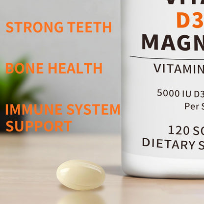 YMINGKJ Vitamin D3 K2 5000 IU 120 Softgels with Magnesium – Bone Health & Immune Support