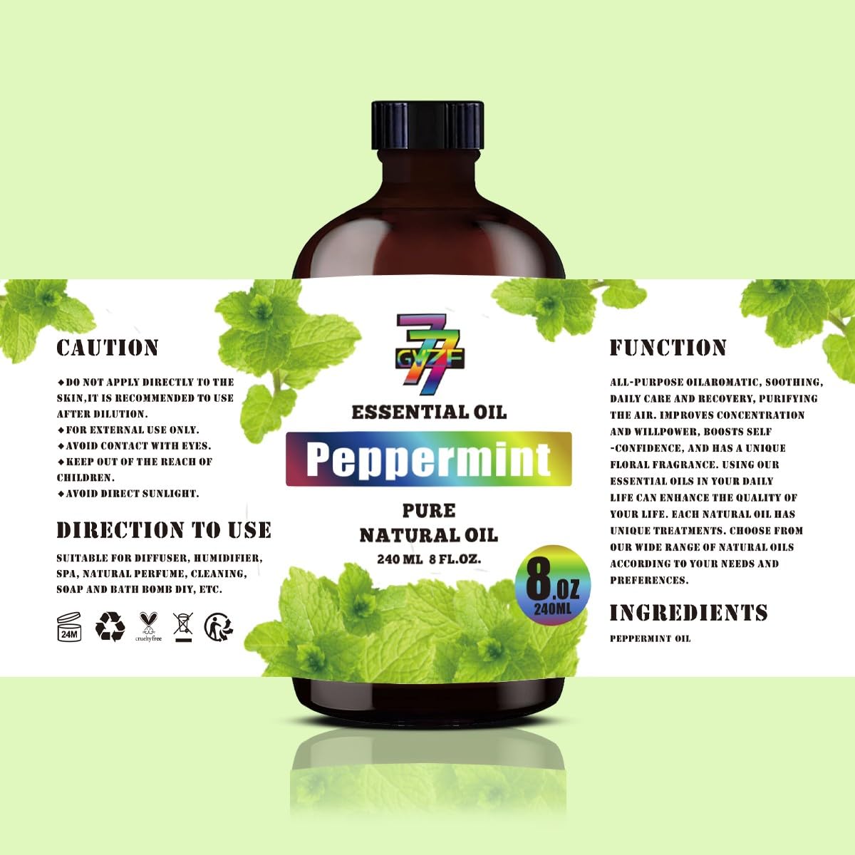 Peppermint Essential Oil (8 oz / 240 ml) – Diffusers, Candles & DIY Projects | GV77ZF