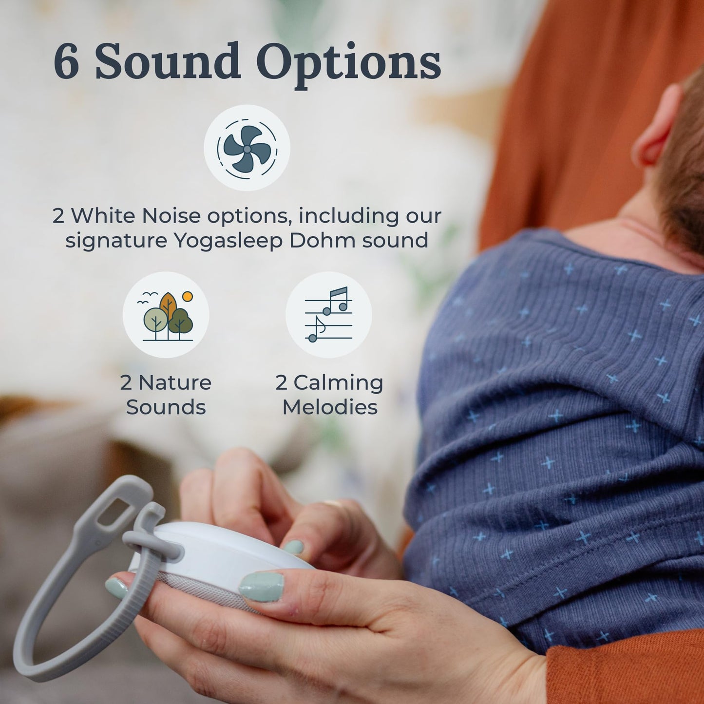 YOGASLEEP Hushh 2 Portable Sound Machine for Baby & Kids – Clip-On, Night Light, 6 Sounds