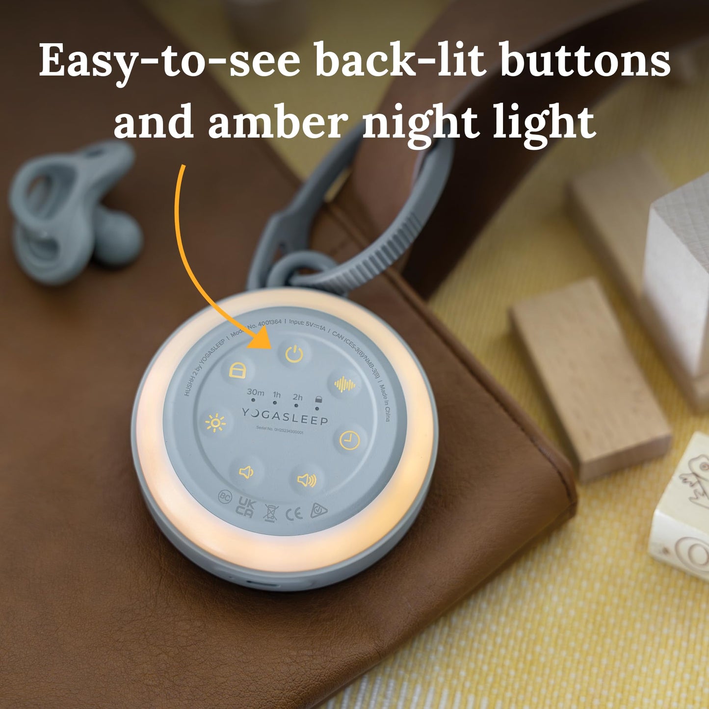 Yogasleep Hushh 2 Portable Sound Machine for Baby & Kids – Reinforced Clip, Night Light & 6 Soothing Sounds