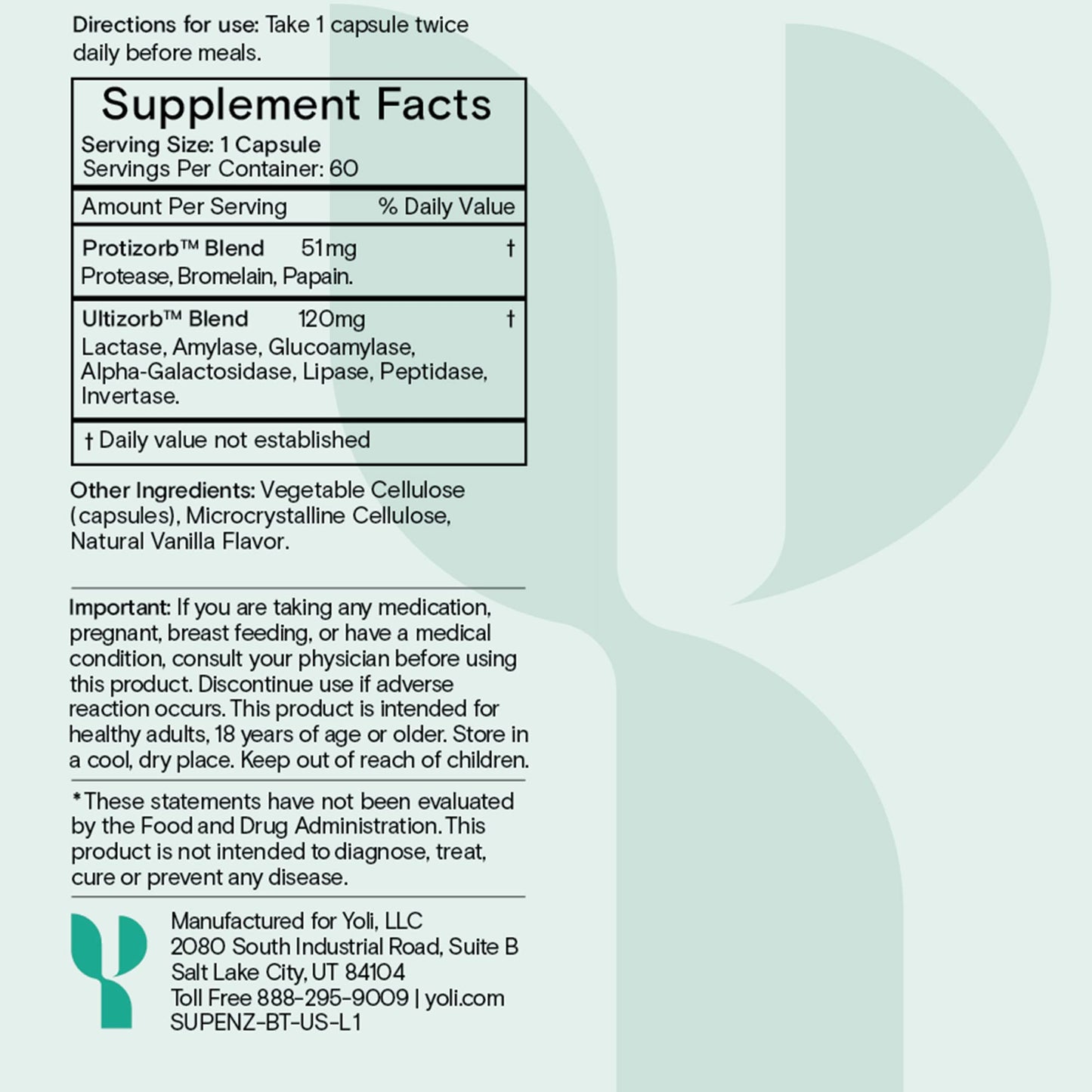 Yoli® Enzyme – Digestive Enzymes & Gut Health Supplement (60 Count)