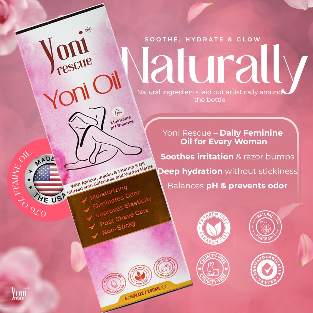 Yoni Rescue Yoni Oil for Women – Vanilla with Apricot, Jojoba & Vitamin E | USA Made 6.76 oz