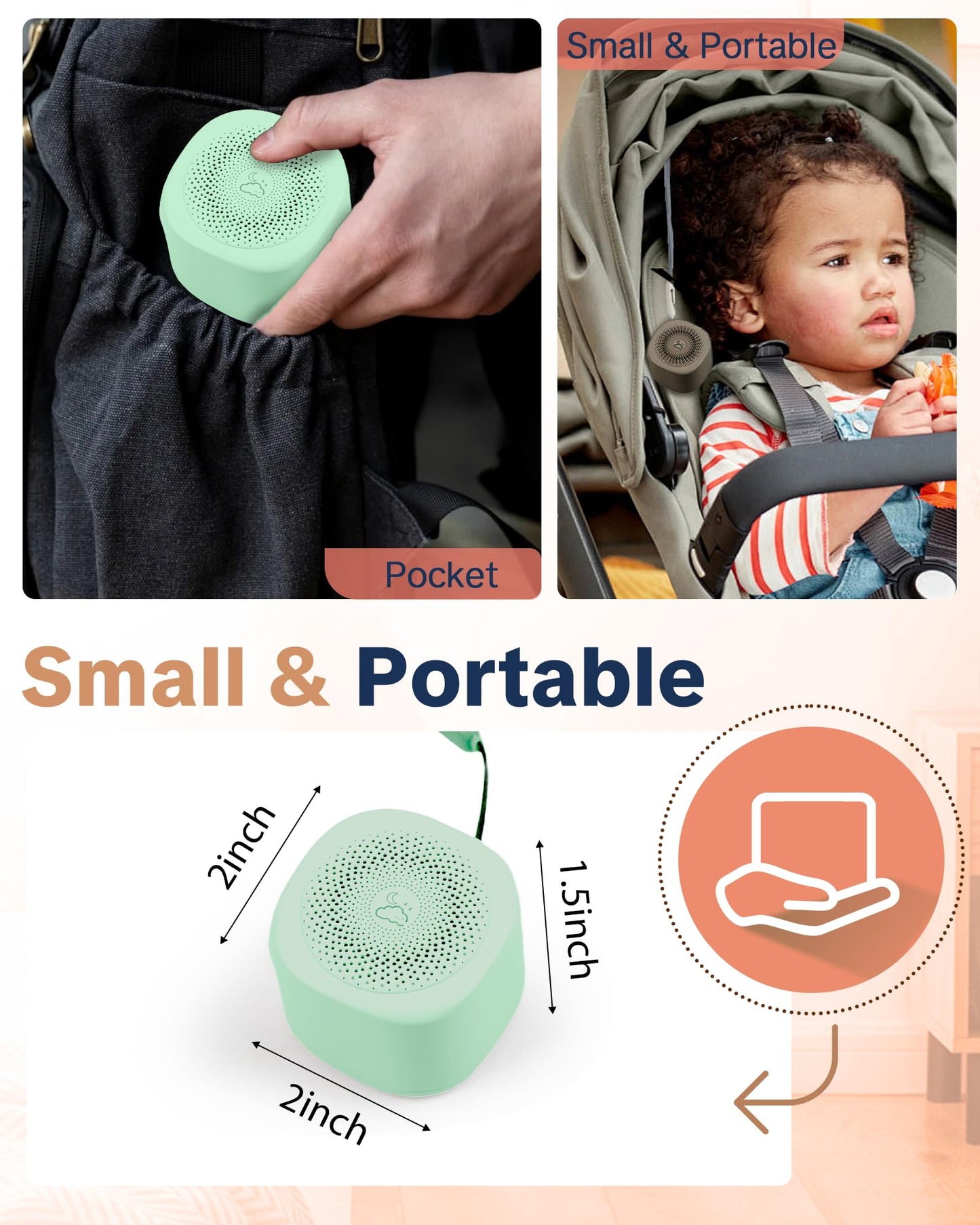 YONSEN Travel White Noise Sound Machine — Portable Sleep Aid with 20 Sounds