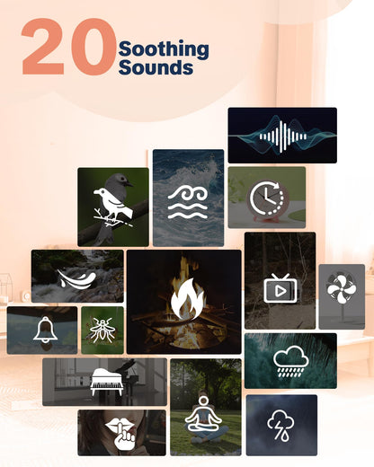 YONSEN Travel White Noise Sound Machine – 20 Sounds, Portable Sleep Aid with Night Light
