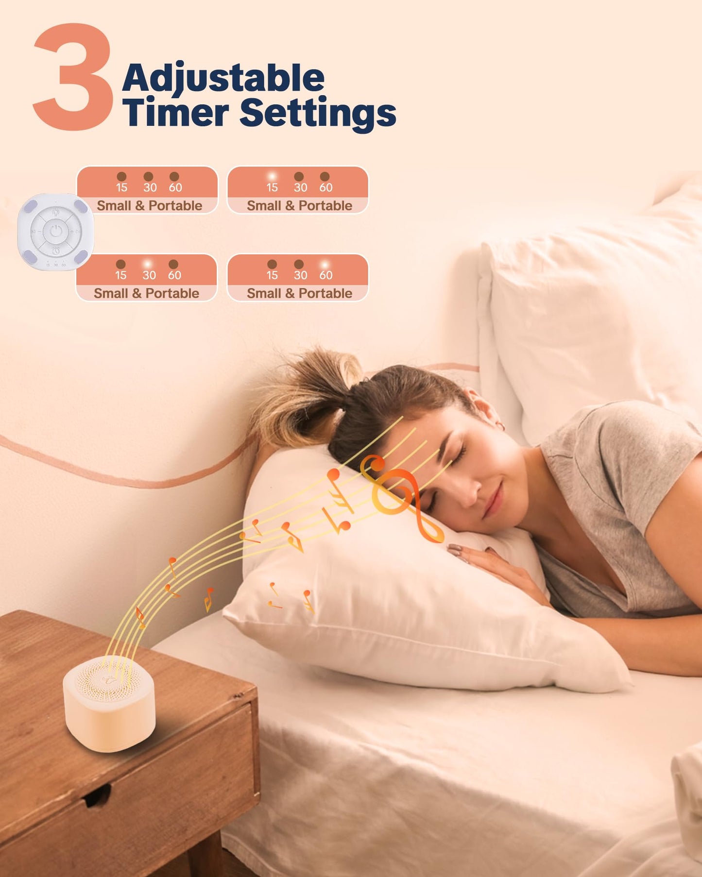 YONSEN Travel White Noise Sound Machine – 20 Sounds, Portable Sleep Aid with Night Light