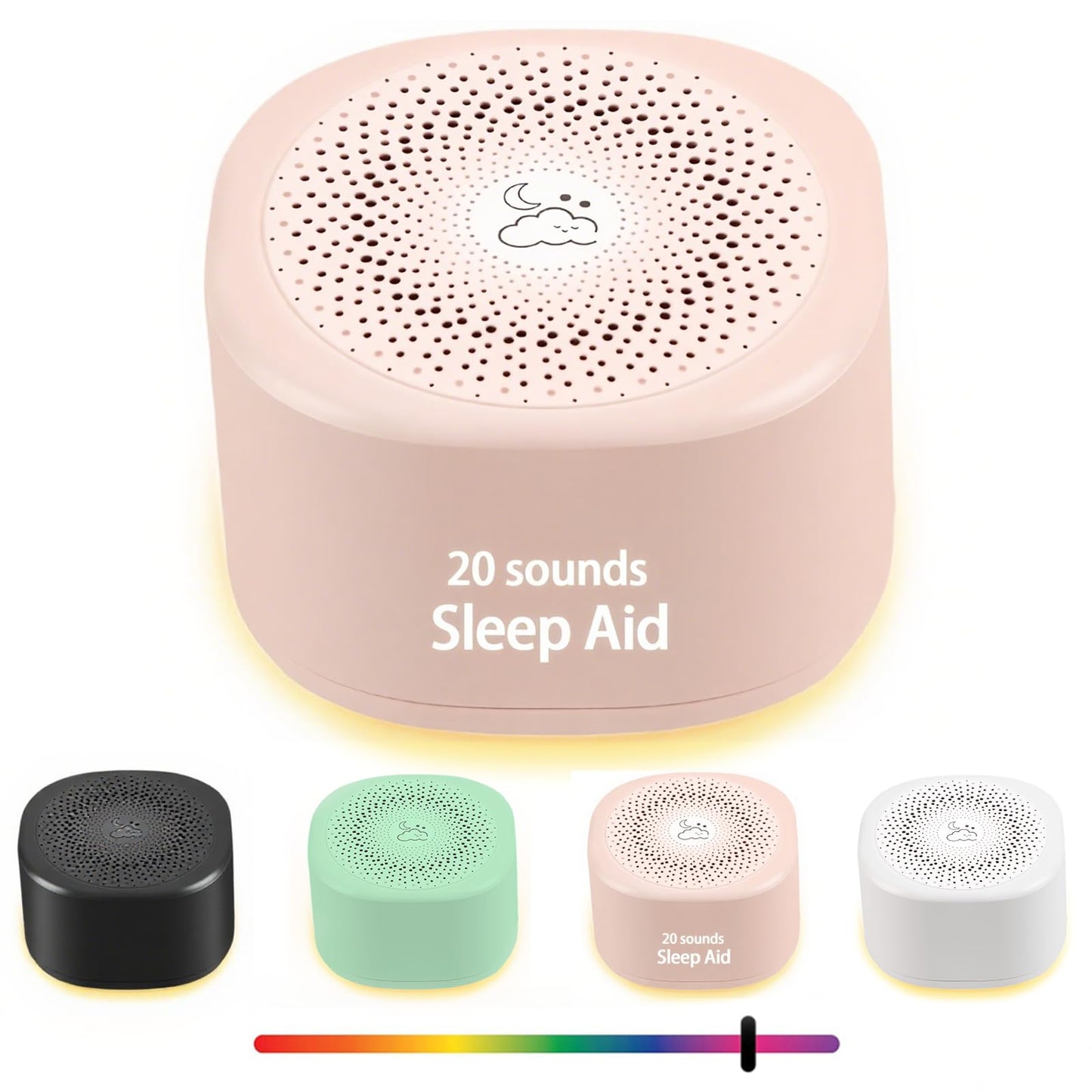 YONSEN Travel White Noise Sound Machine – 20 Sounds, Portable Sleep Aid with Night Light