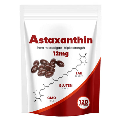 Yoqpoe Astaxanthin 12mg | Natural Antioxidant for Immune, Skin & Eye Health | 120 Softgels