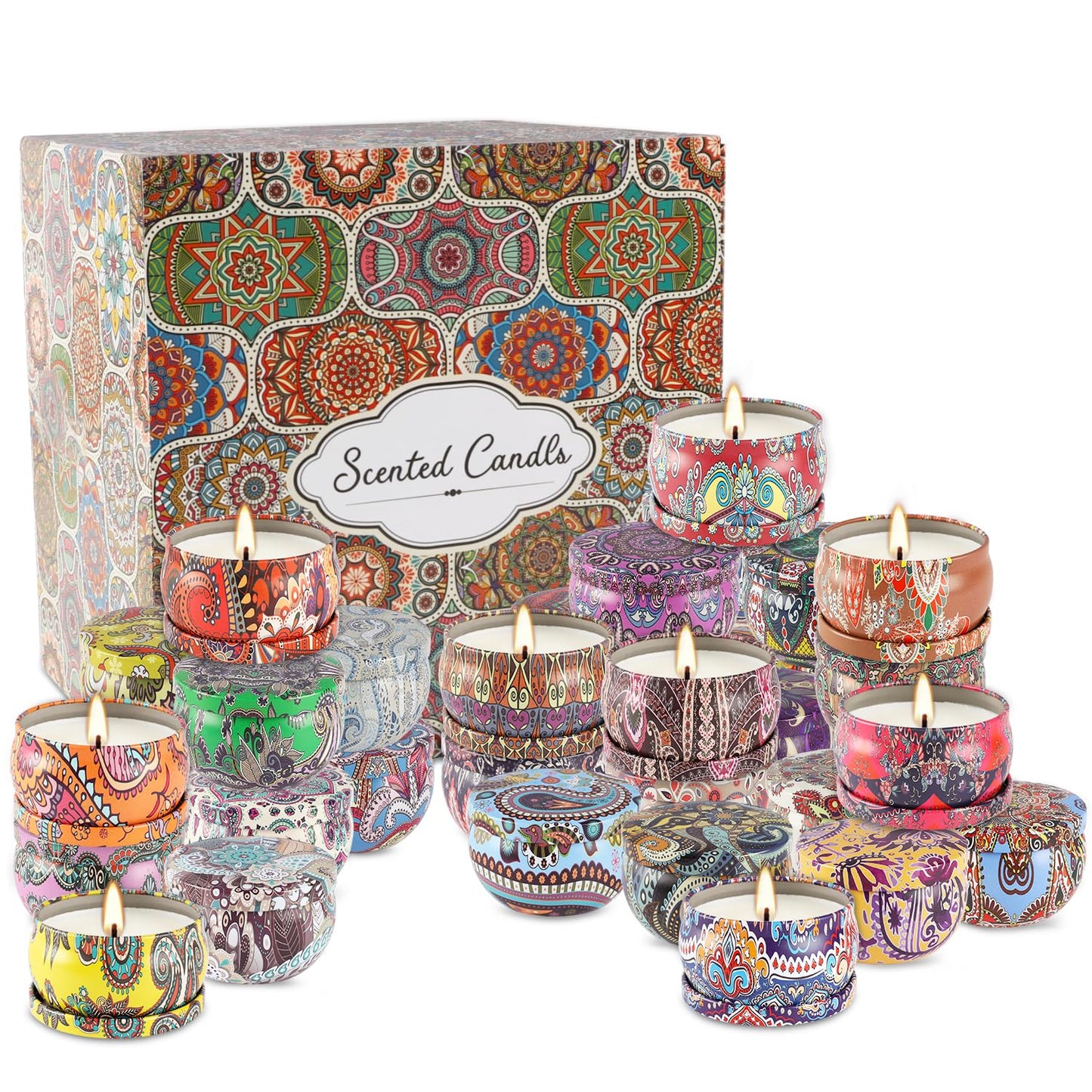 YOROXRG 36-Pack Scented Candles Gift Set | 2.5oz Soy Wax Travel Tin Jars