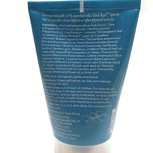 Young Living Cool Azul Sports Gel 3.4 oz – Cooling Aloe Vera Gel with Peppermint