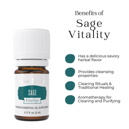Young Living Sage Vitality Essential Oil - 5ml | Clearing Rituals, Culinary Use & Women's Well-Being