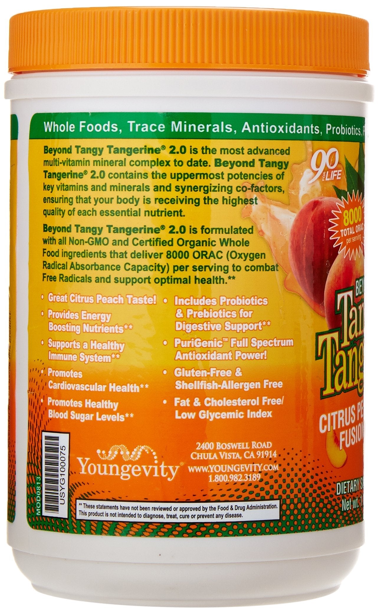 Youngevity Beyond Tangy Tangerine 2.0 Citrus Peach Fusion – Multi-Vitamin & Mineral Complex, 8,000 ORAC, 3 Canisters