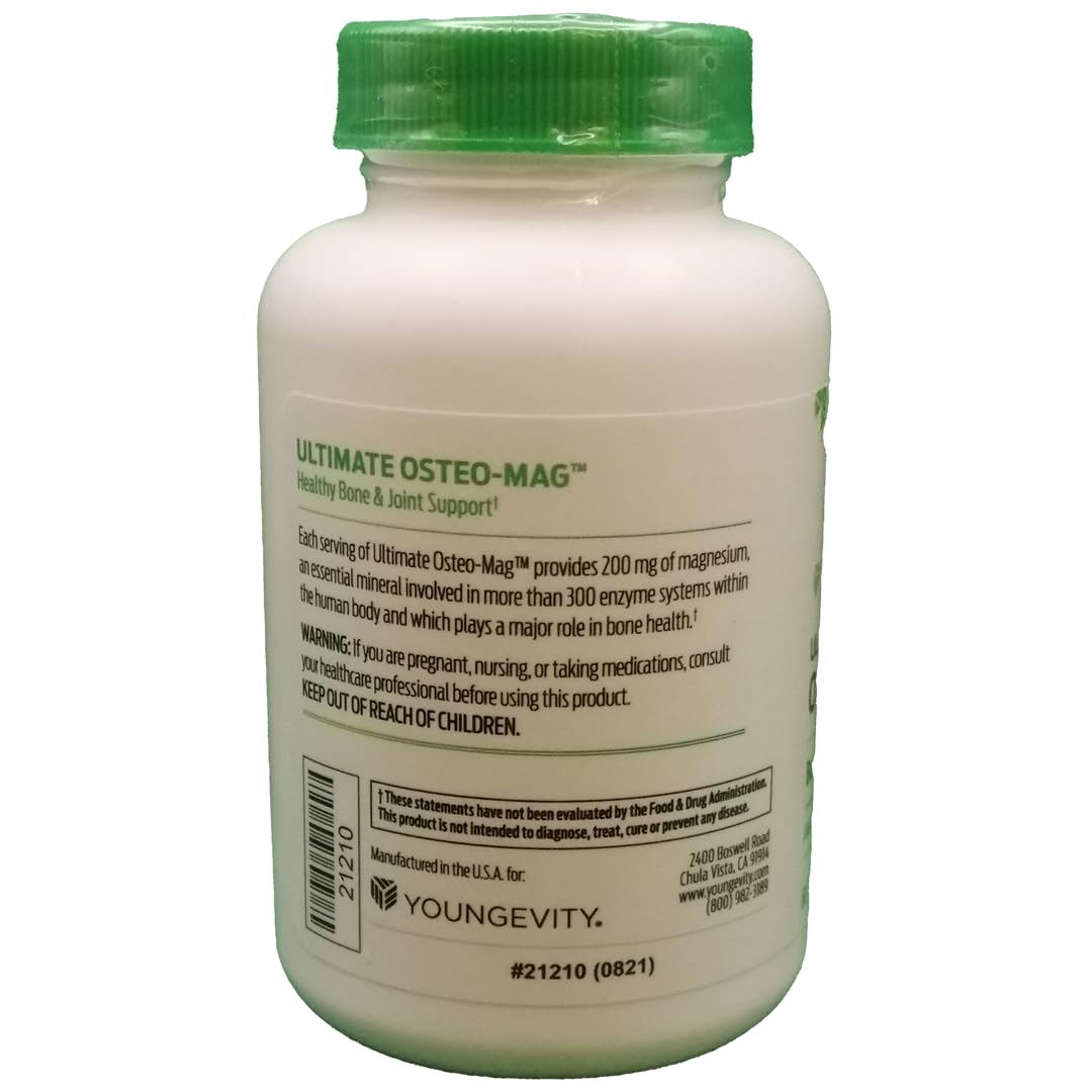 Youngevity Ultimate Osteo-Mag Magnesium 200 mg + B6, B12, Folate | Bone & Joint Health | 60 Capsules
