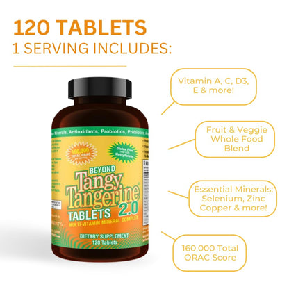 Youngevity Beyond Tangy Tangerine 2.0 – Multi-Vitamin & Mineral Complex | 160,000 ORAC, 120 Tablets
