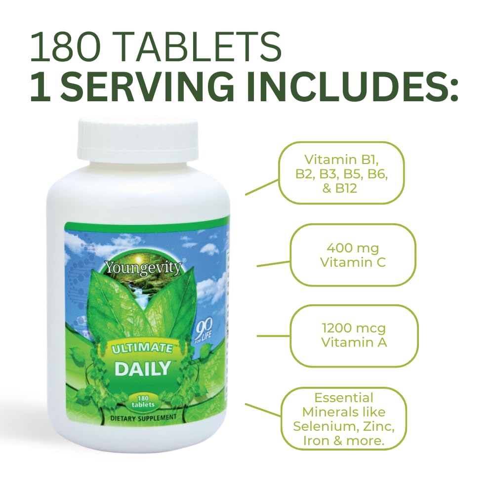 Youngevity Ultimate Daily Mega Multivitamin – 180 Tablets, High Absorption
