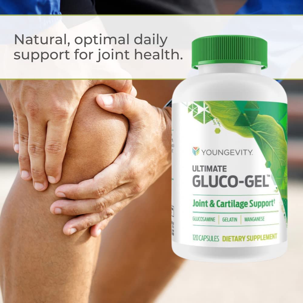 Youngevity Ultimate Gluco-Gel – Gelatin, Glucosamine & Manganese for Tendons, Bones & Cartilage | 240 Capsules (2 Bottles)
