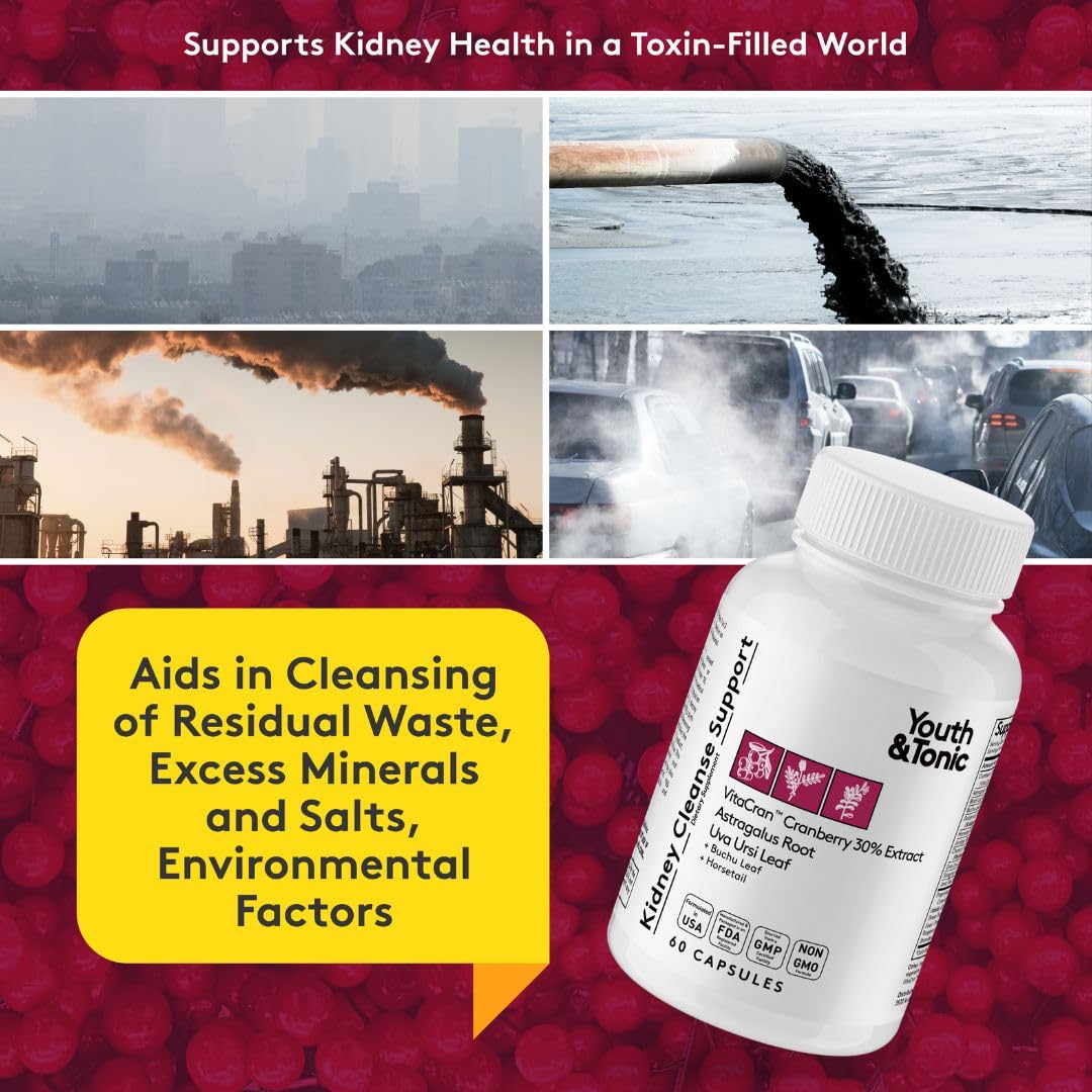 Youth & Tonic Kidney Cleanse Detox - 60 Capsules | Urinary Tract & Bladder Health