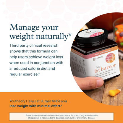Youtheory Daily Fat Burner – Supports Metabolism & Body Composition | 60 Vegetarian Capsules