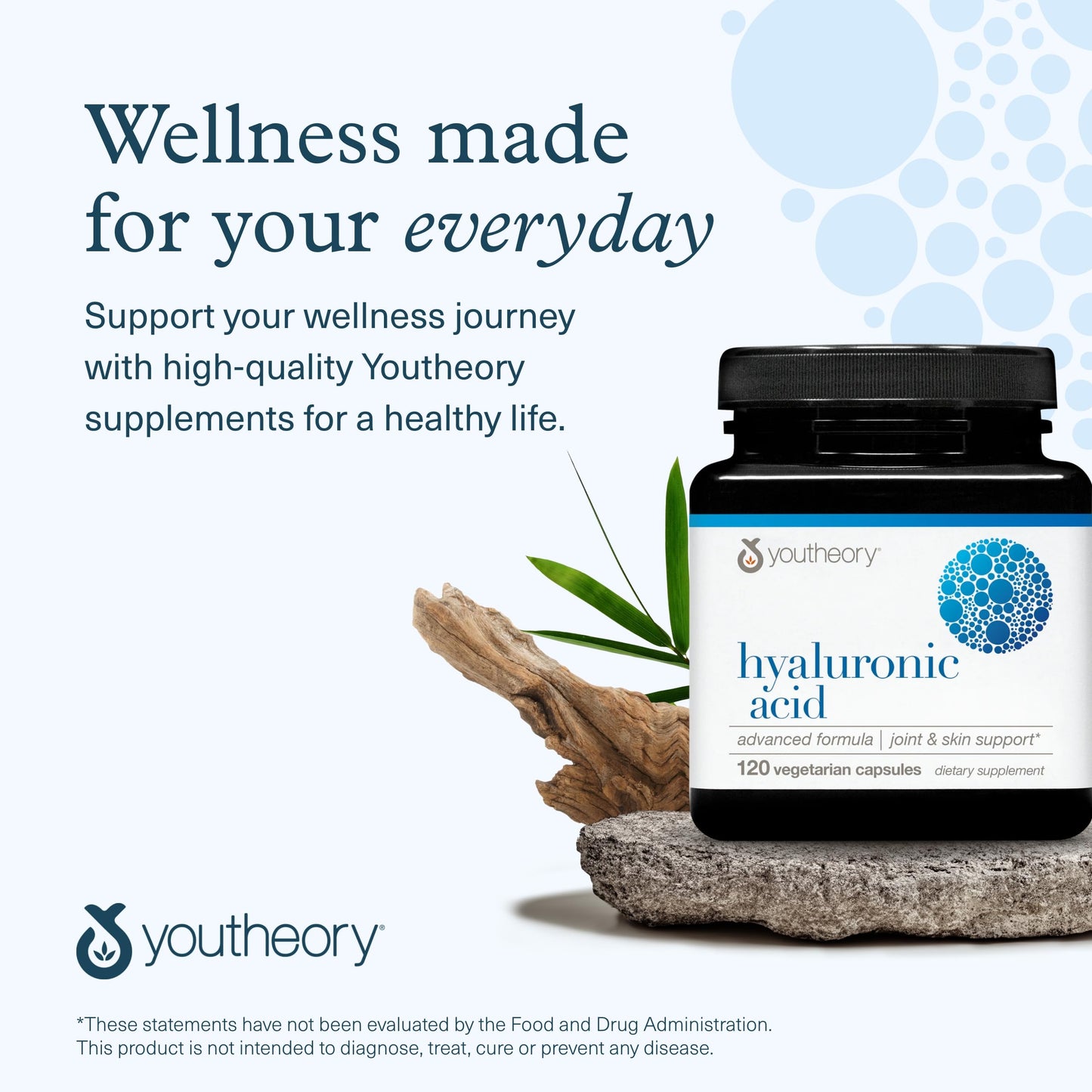 Youtheory Hyaluronic Acid Advanced Formula - Joint & Skin Support with Boswellia - Dairy/Soy/Gluten Free - 120 Veg Capsules