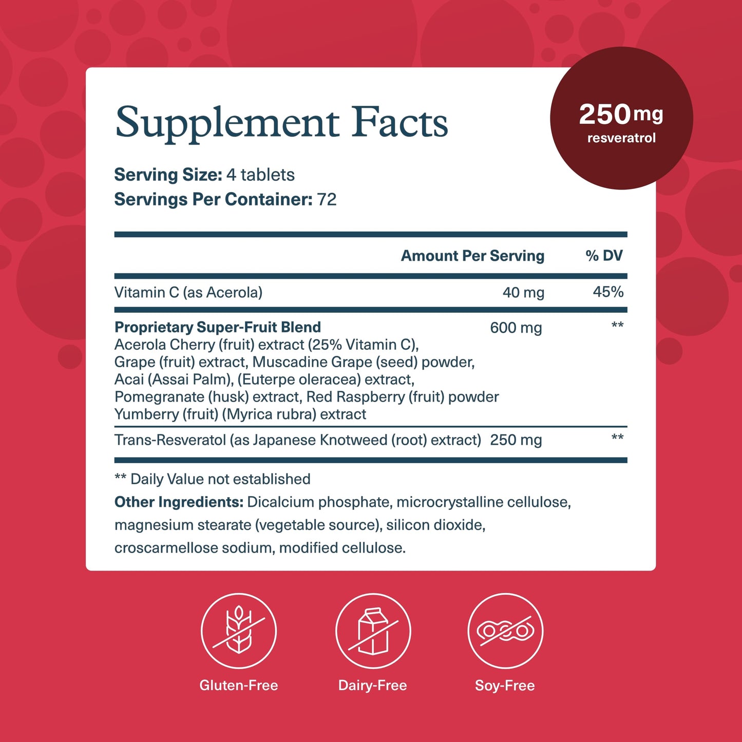 Youtheory Resveratrol Advanced Antioxidant – ResVida (Dairy/Gluten Free) 290 Tablets