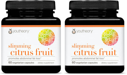 Youtheory Slimming Citrus Fruit – Vegan Health Supplement with Chromium | 2 x 60 Veg Capsules