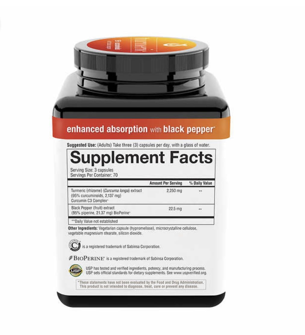 Youtheory Turmeric Curcumin with BioPerine – 2,250 mg, 210 Capsules