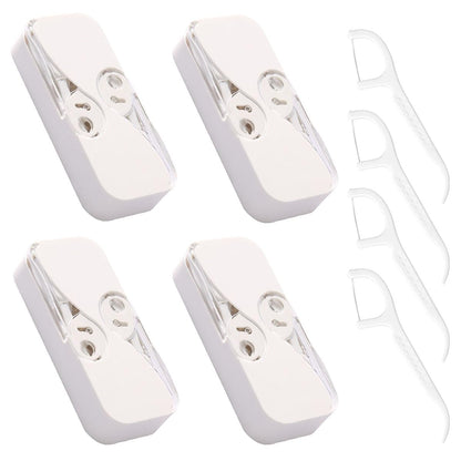 YRAKOZIN 4-Pack Portable Floss Dispenser – Travel Dental Floss & Toothpick Holder (White)