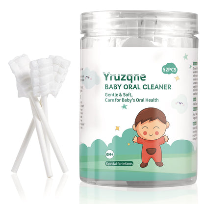 Yruzqne 52-Pcs Baby Tongue Cleaner, Disposable Baby Toothbrush & Infant Oral Cleaner