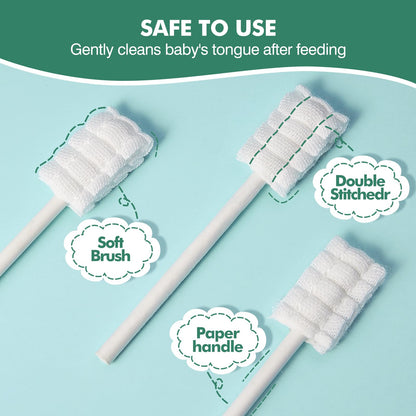 Yruzqne 52-Pcs Baby Tongue Cleaner, Disposable Baby Toothbrush & Infant Oral Cleaner