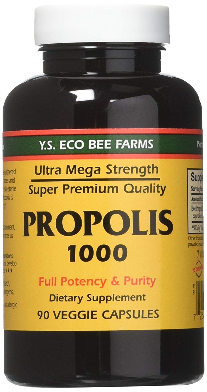 YS Eco Bee Farms Propolis 1000-90 Caps (Pack of 4) | Nutritional Supplement