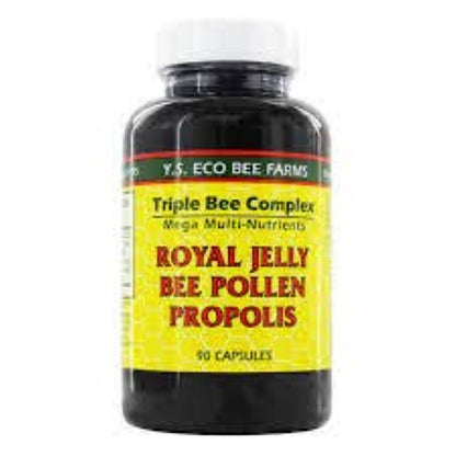YS Organics Triple Bee Complex - Royal Jelly, Bee Pollen & Propolis - 90 Caps - 2 Pack