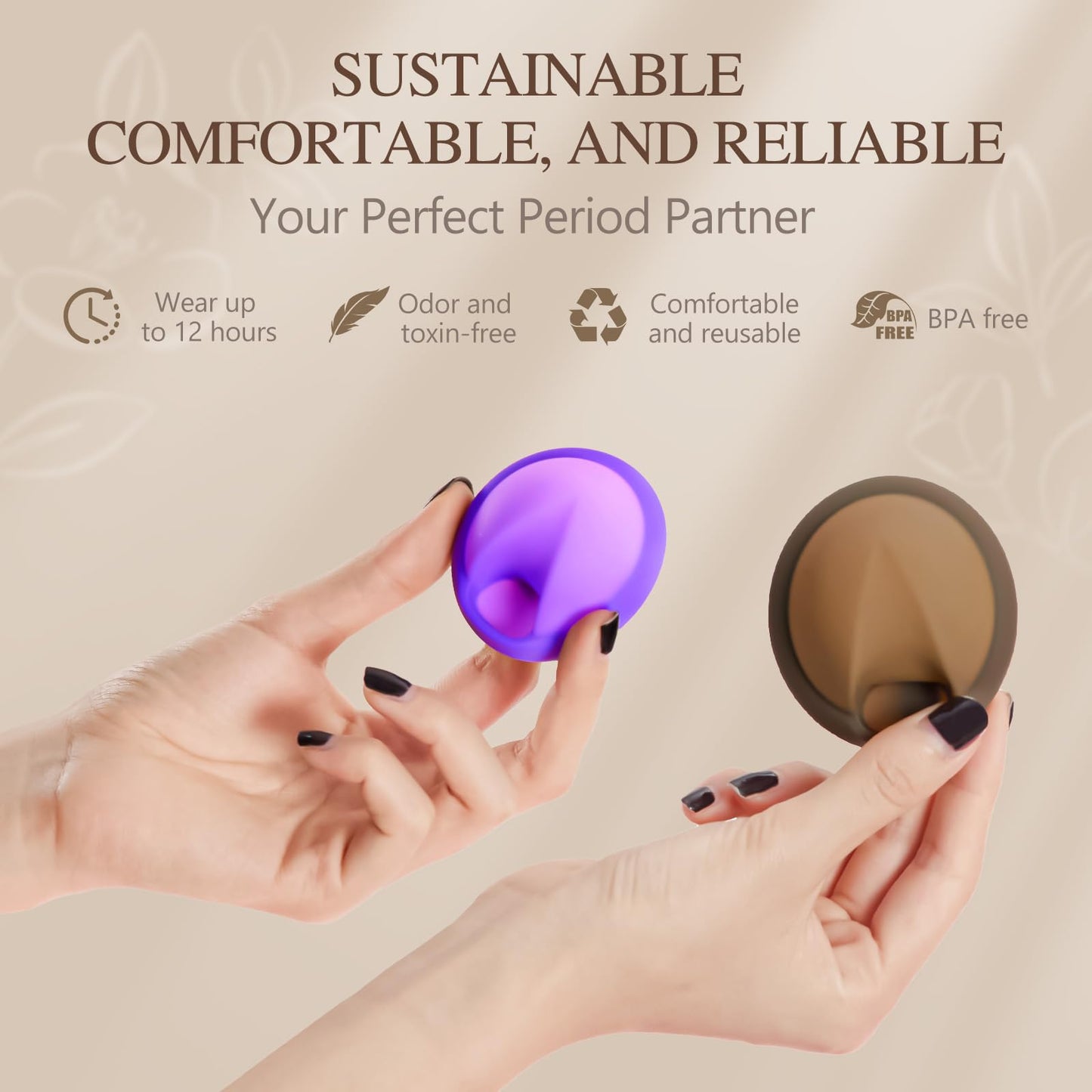 YTYOMUR Reusable Menstrual Disc - Soft, Leakproof Comfort (Set of 2: Large & Small)