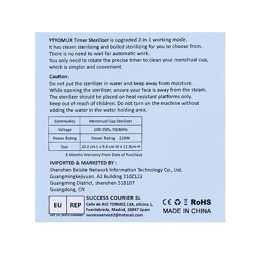YTYOMUR Menstrual Disc Sterilizer Steamer Kit – 2 Reusable Discs