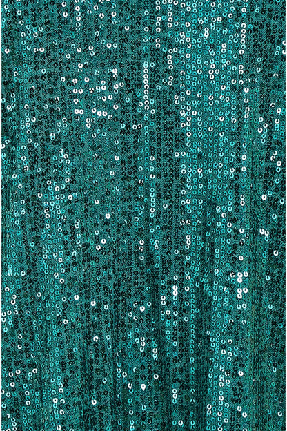 Yumi Green Sequin Top With Fluted Sleeve