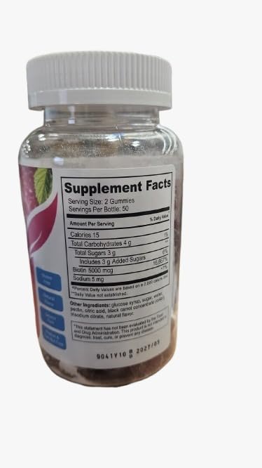 YUM-V'S Biotin Gummies – 10,000 mcg, Raspberry – Hair, Skin & Nails (Kosher) Pack of 2