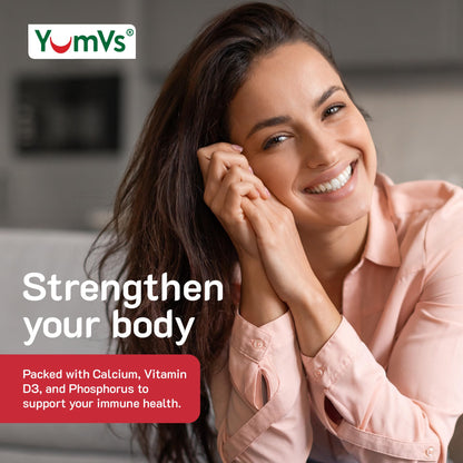 YumVs Calcium 500mg with Vitamin D3 Gummies - Raspberry & Orange