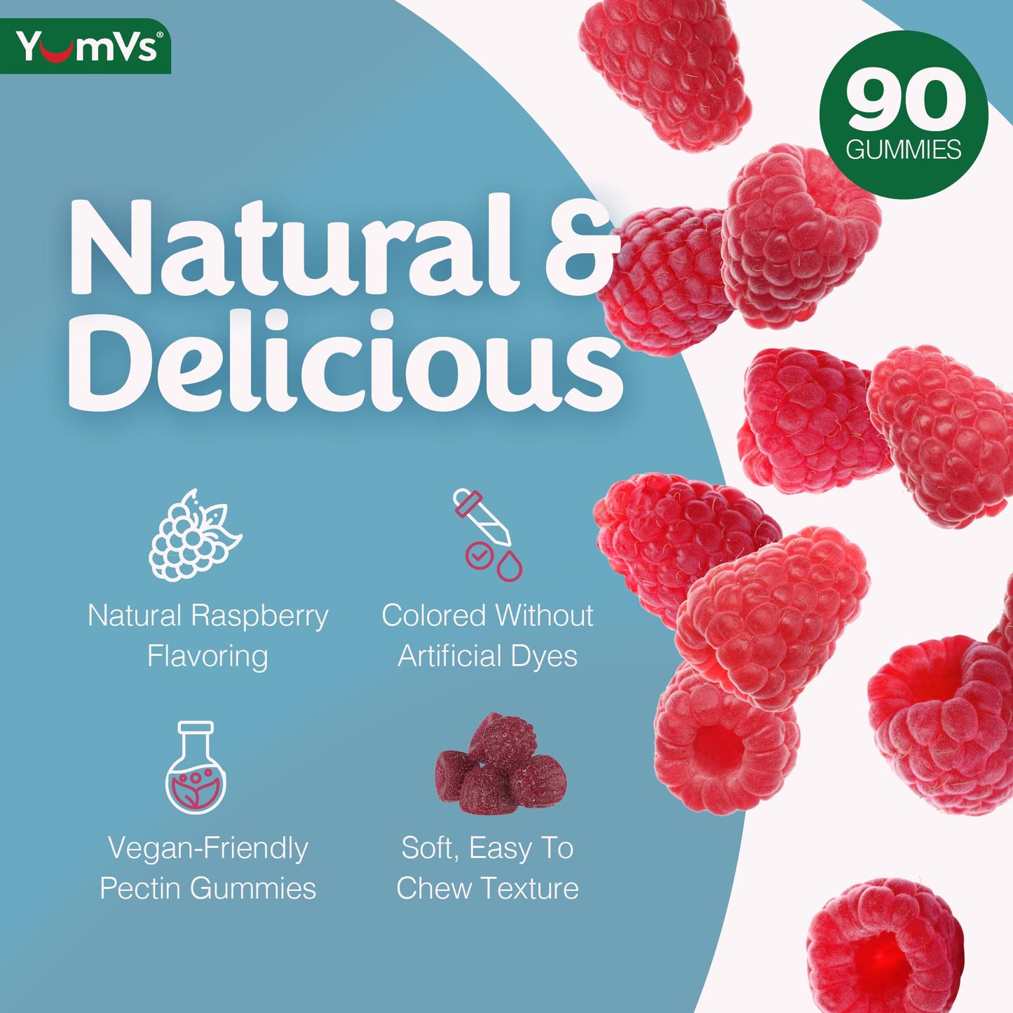 YUM-V'S Magnesium Citrate Gummies – 900mg for Nerve, Muscle & Enzyme Support – Gluten-Free Raspberry (Pack of 2)