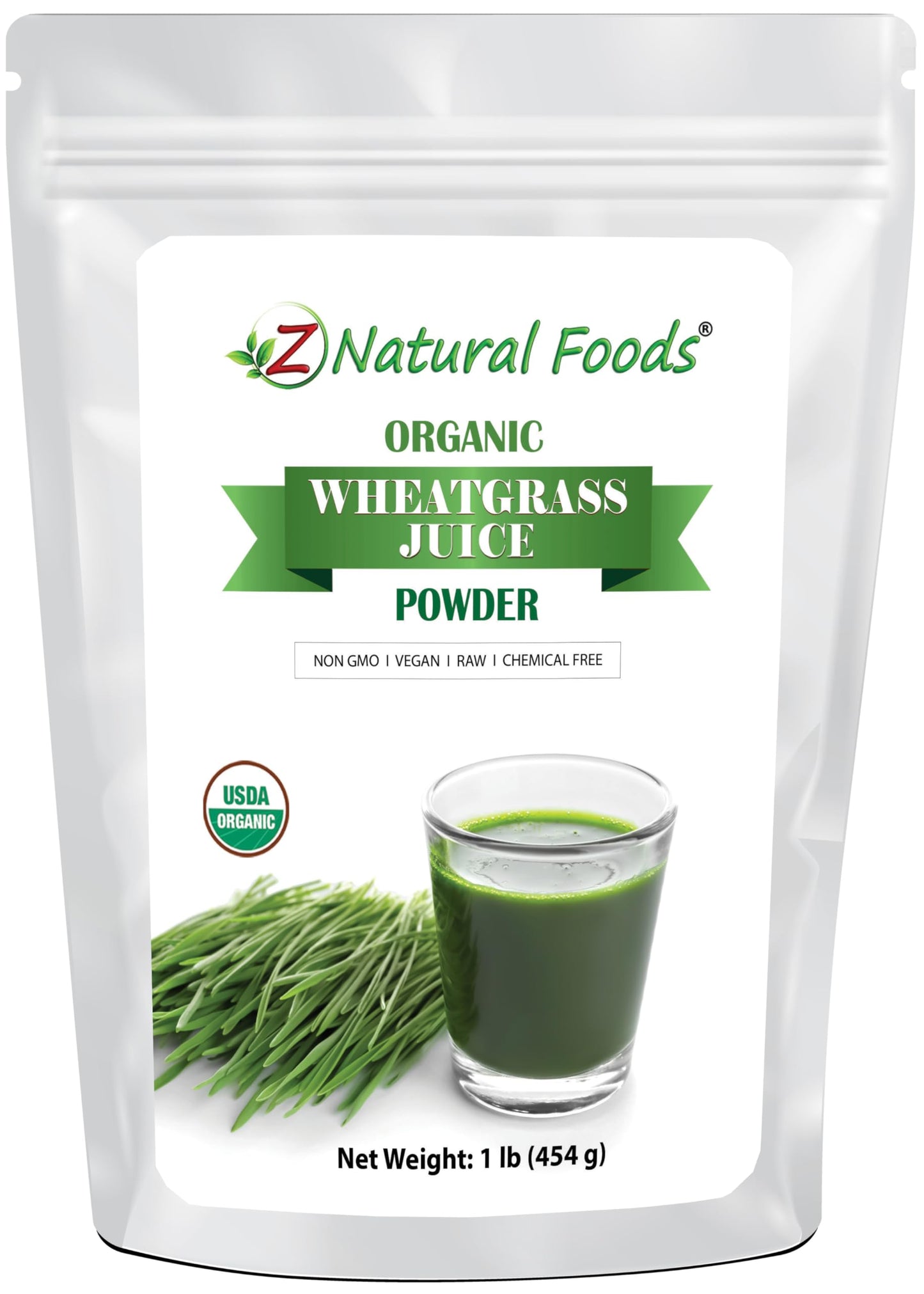 Z Natural Foods Organic Wheat Grass Juice Powder - 1lb | Non-GMO, Vegan, Kosher
