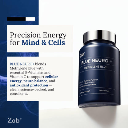 ZAB Methylene Blue Capsules | Brain Support with Vitamin C & B Complex – 10 mg USP Grade