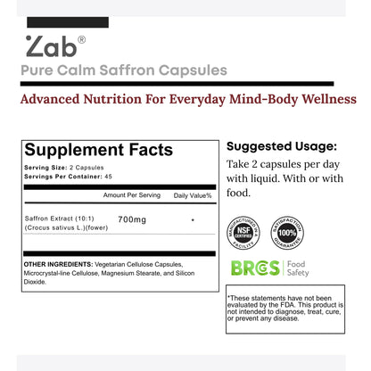 ZAB Saffron 88.5mg – Mood, Energy & Eye Health, 90 Capsules