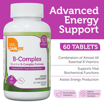 Zahler B-Complex Vitamins for Women & Men | 60 Tablets | Gluten Free & Kosher