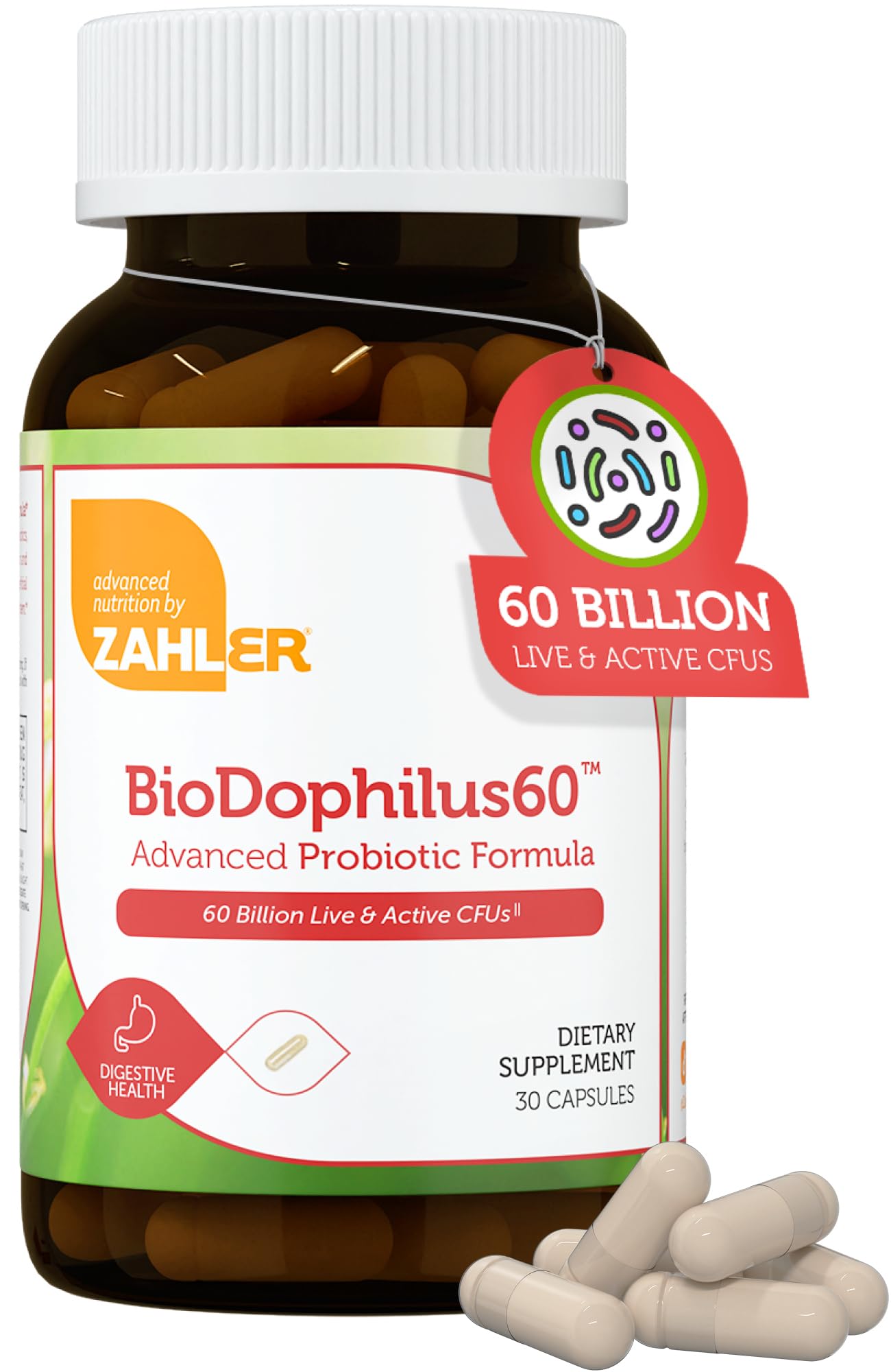 Zahler Biodophilus 60 Billion Live Cultures per Serving – Digestive Health, Kosher, 30 Capsules