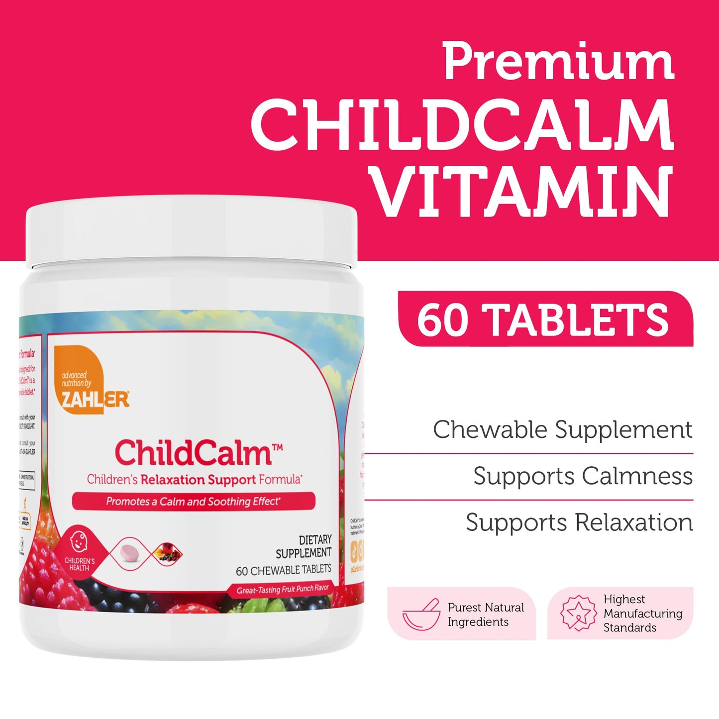 Zahler ChildCalm: Kosher Magnesium Chewables for Kids – Natural Calm & Mood Support