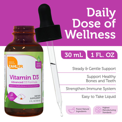 Zahler Liquid Vitamin D3 5000 IU - for Adults Bone & Immune Health - Vitamin D3 Supplements for Women & Men (1 fl oz)