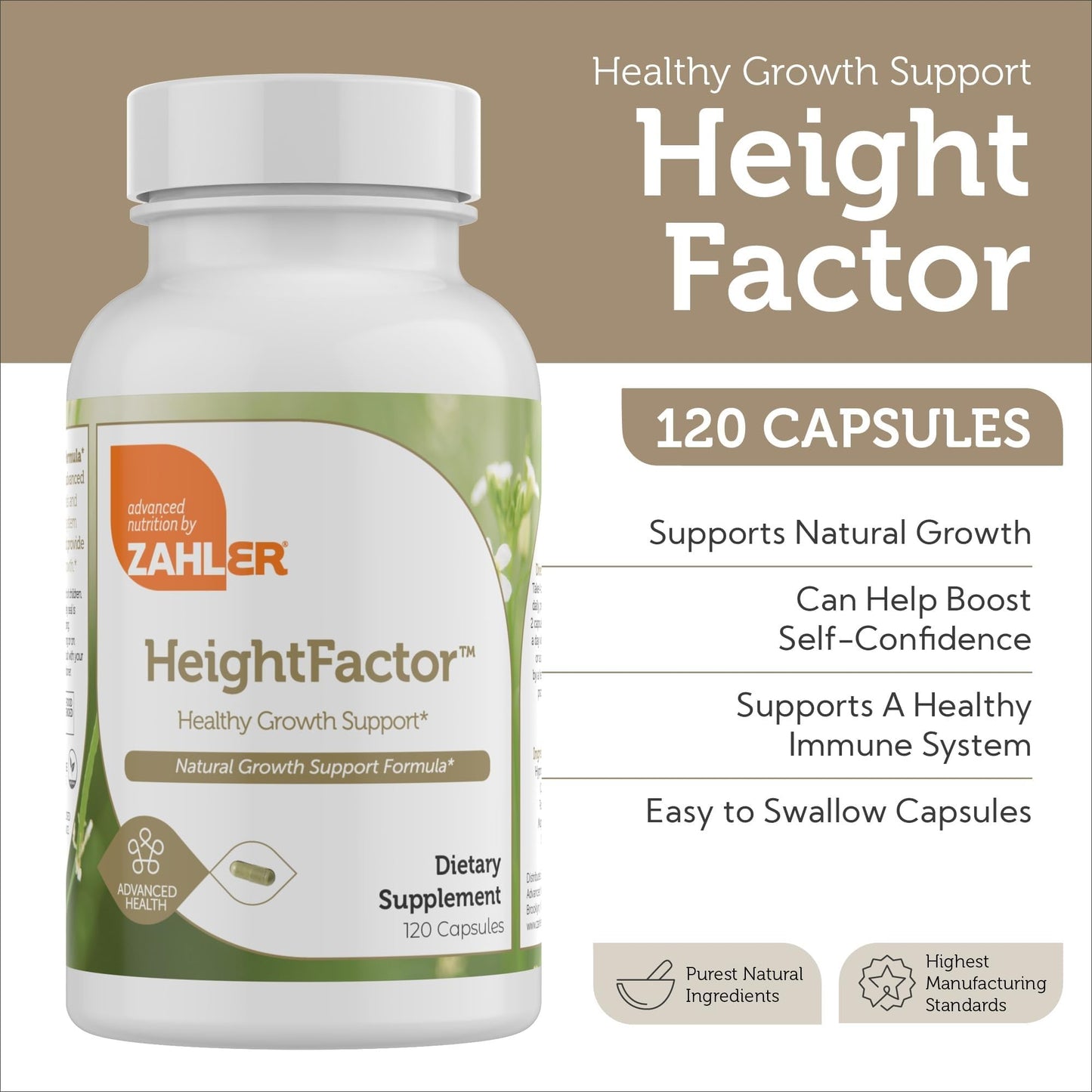 Zahler Height Factor - Healthy Growth Support Capsules (120 Count) – Kosher for Kids, Teens & Young Adults