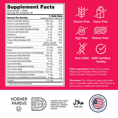 Zahler Kids Multivitamin Chewable | 90 Cherry Flavor | 20+ Vitamins
