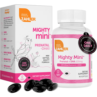 Zahler Mighty Mini Prenatal Vitamin with DHA & Folate – Kosher, All-Natural (90 Softgels)