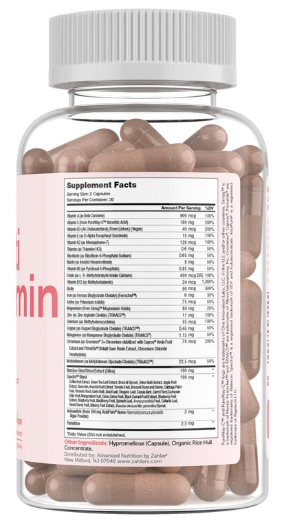 Zahler Multivitamin Beauty + Skin, Hair & Nails Support – 60 Capsules | Kosher, Vegan