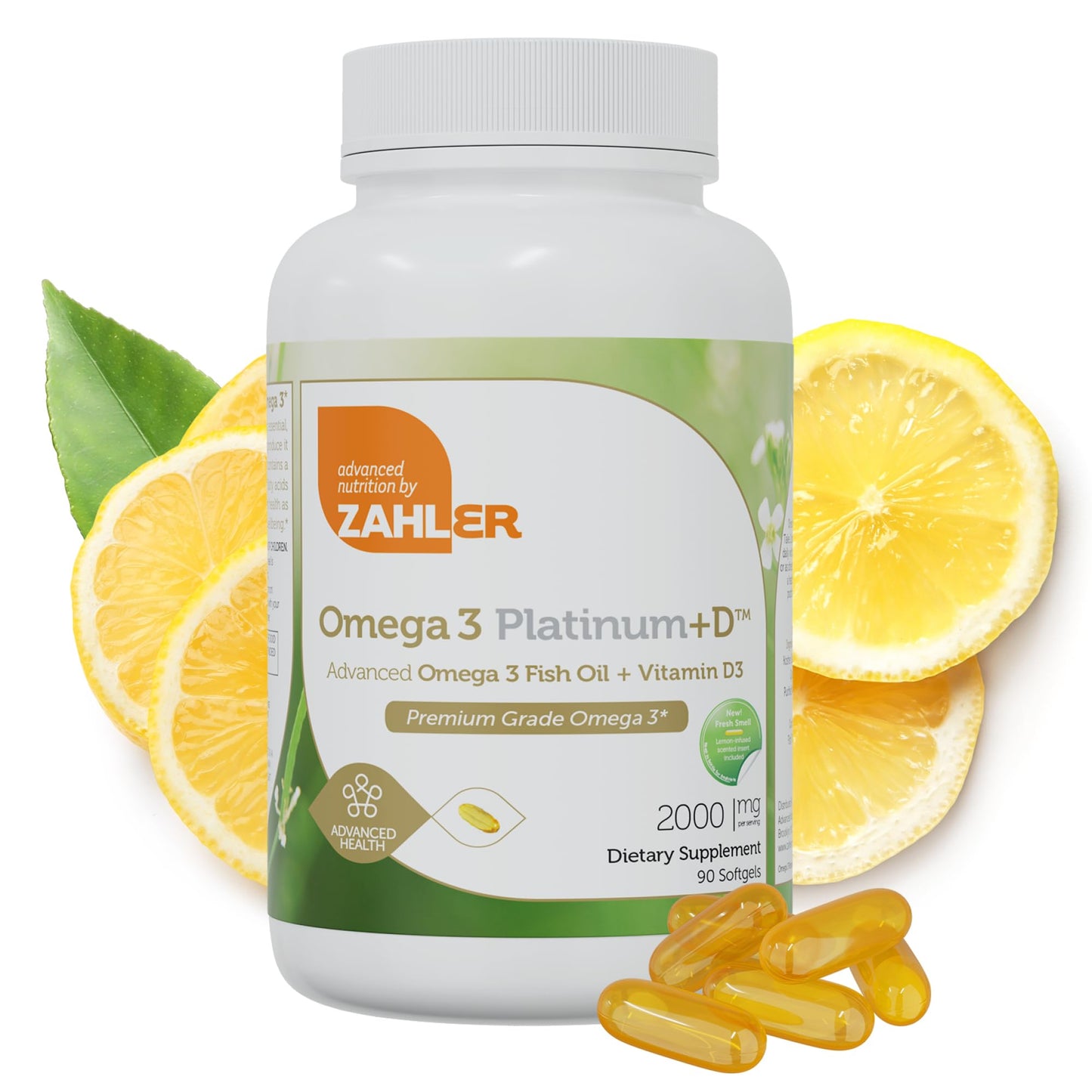 Zahler Omega 3 Platinum +D Burpless Fish Oil Softgels | Highest EPA & DHA, Kosher, 90 Softgels