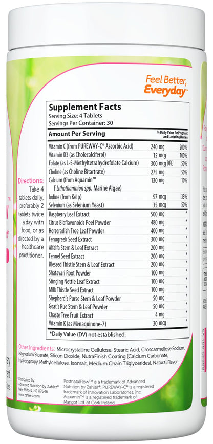 Zahler Postnatal Flow - Advanced Lactation Support | 120 Tablets