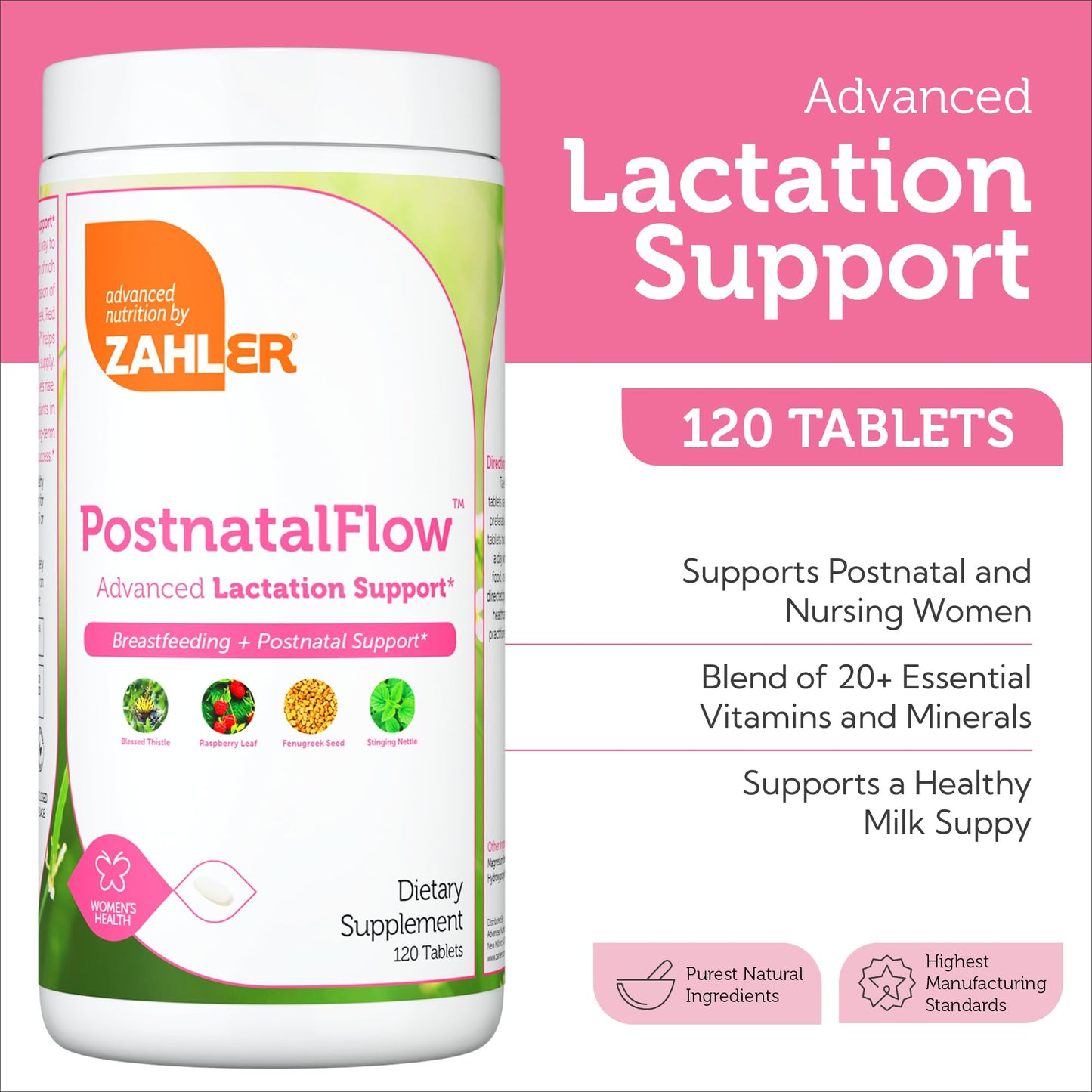 Zahler Postnatal Flow - Advanced Lactation Support | 120 Tablets
